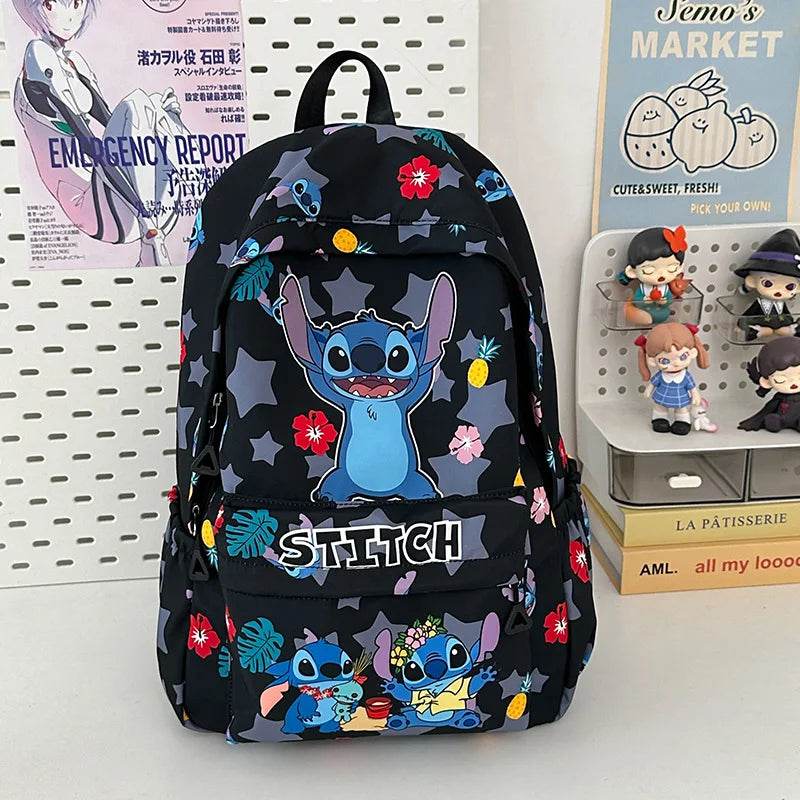 Cute Backpack Stitch Character Diamond Lattice Pattern Lightweight For Primary School Students - ToylandEU