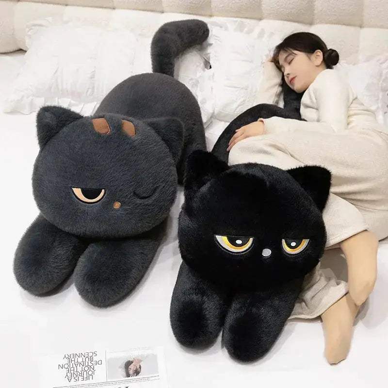 Cute Black Cat Plush Pillow Cushion For Cozy Cat Naps - ToylandEU