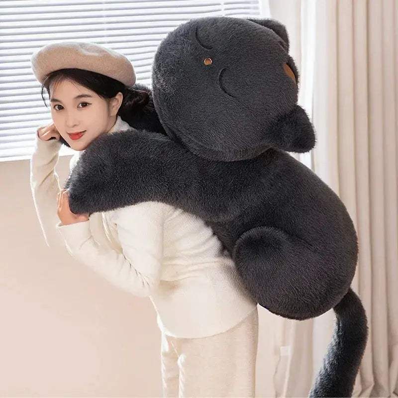 Cute Black Cat Plush Pillow Cushion For Cozy Cat Naps - ToylandEU