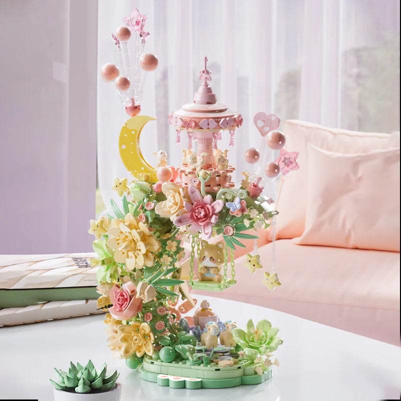 Cute Building Blocks Lighting Carousel For Kids Gifts - ToylandEU