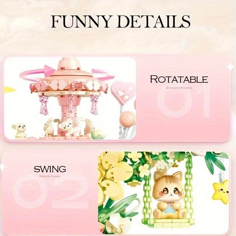 Cute Building Blocks Lighting Carousel For Kids Gifts - ToylandEU