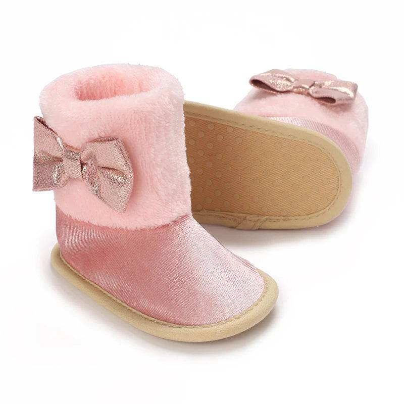 Cute Butterfly-Knot Baby Cotton Ankle Boots for Girls 0-18 Months - Soft and Comfortable Preschool Footwear - ToylandEU