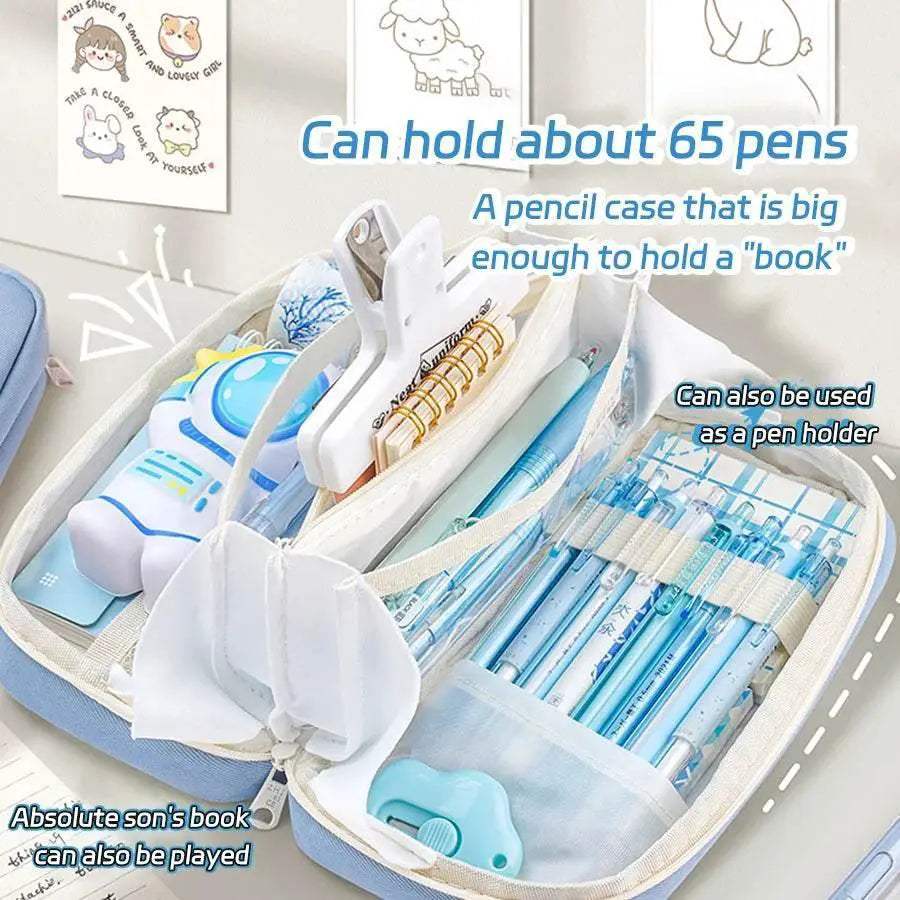 Cute Canvas Pencil Case Expandable Large Capacity Students - ToylandEU