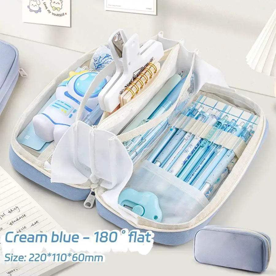 Cute Canvas Pencil Case Expandable Large Capacity Students - ToylandEU