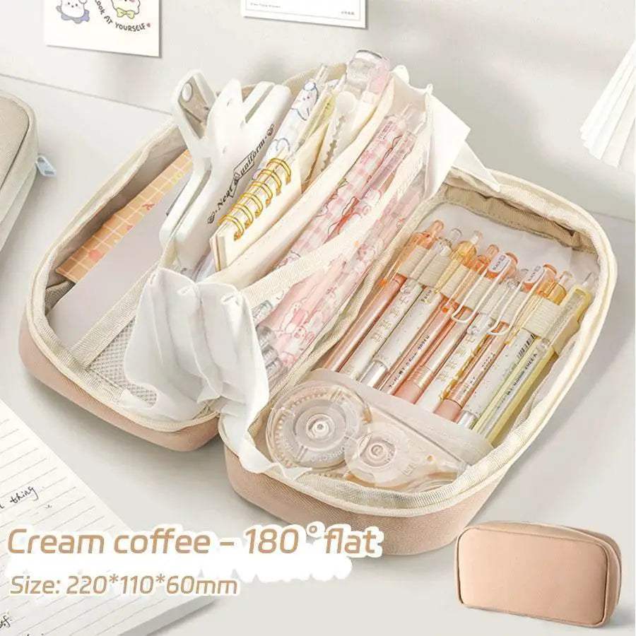 Cute Canvas Pencil Case Expandable Large Capacity Students - ToylandEU
