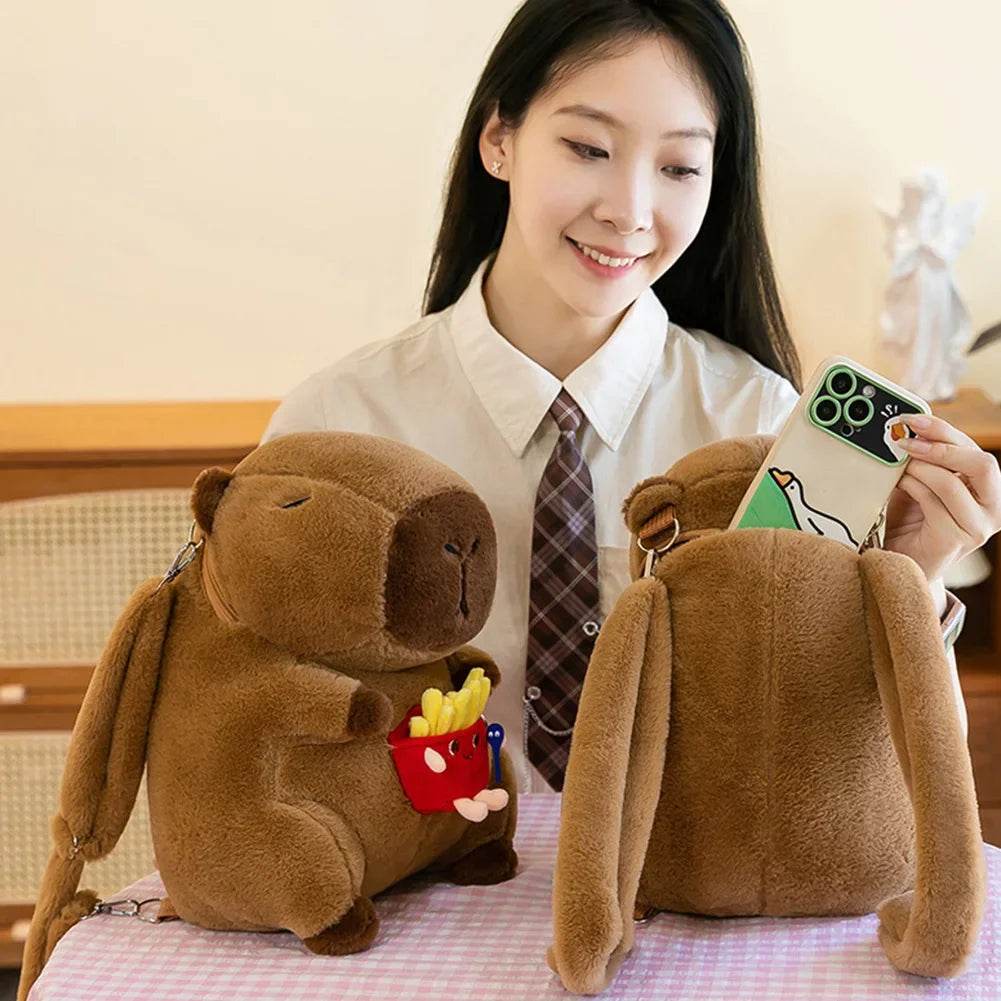 Cute Capybara Plush Backpack Funny Cartoon Capybara Shoulder Bag Student Fur Bag School Bag for Kids - ToylandEU