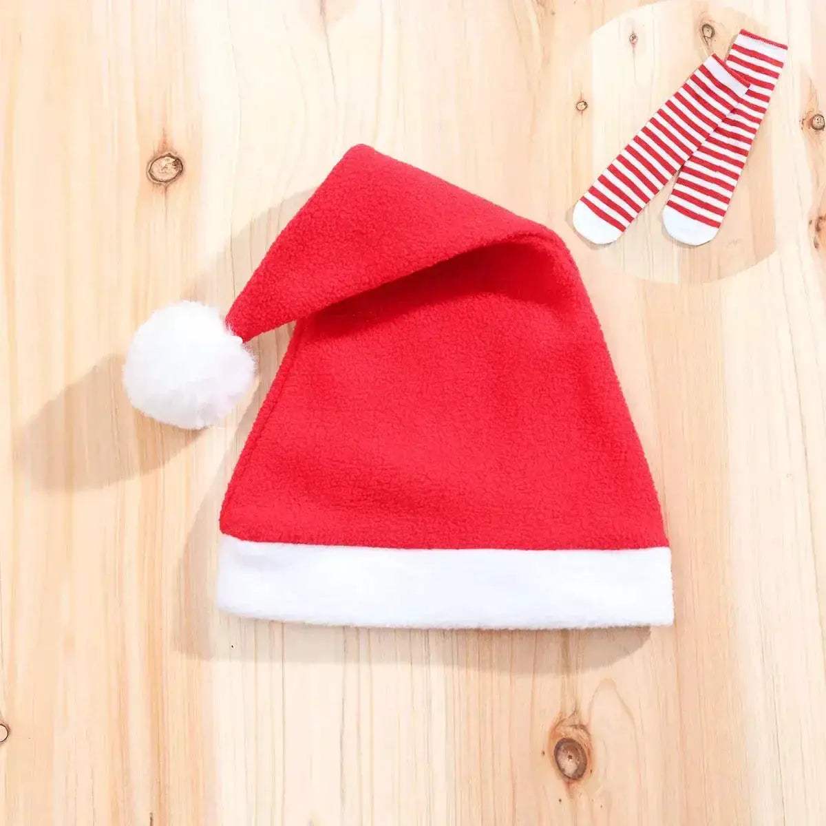 Cute Christmas Baby Girl Dress Set 3pc Hat Socks Outfit - ToylandEU