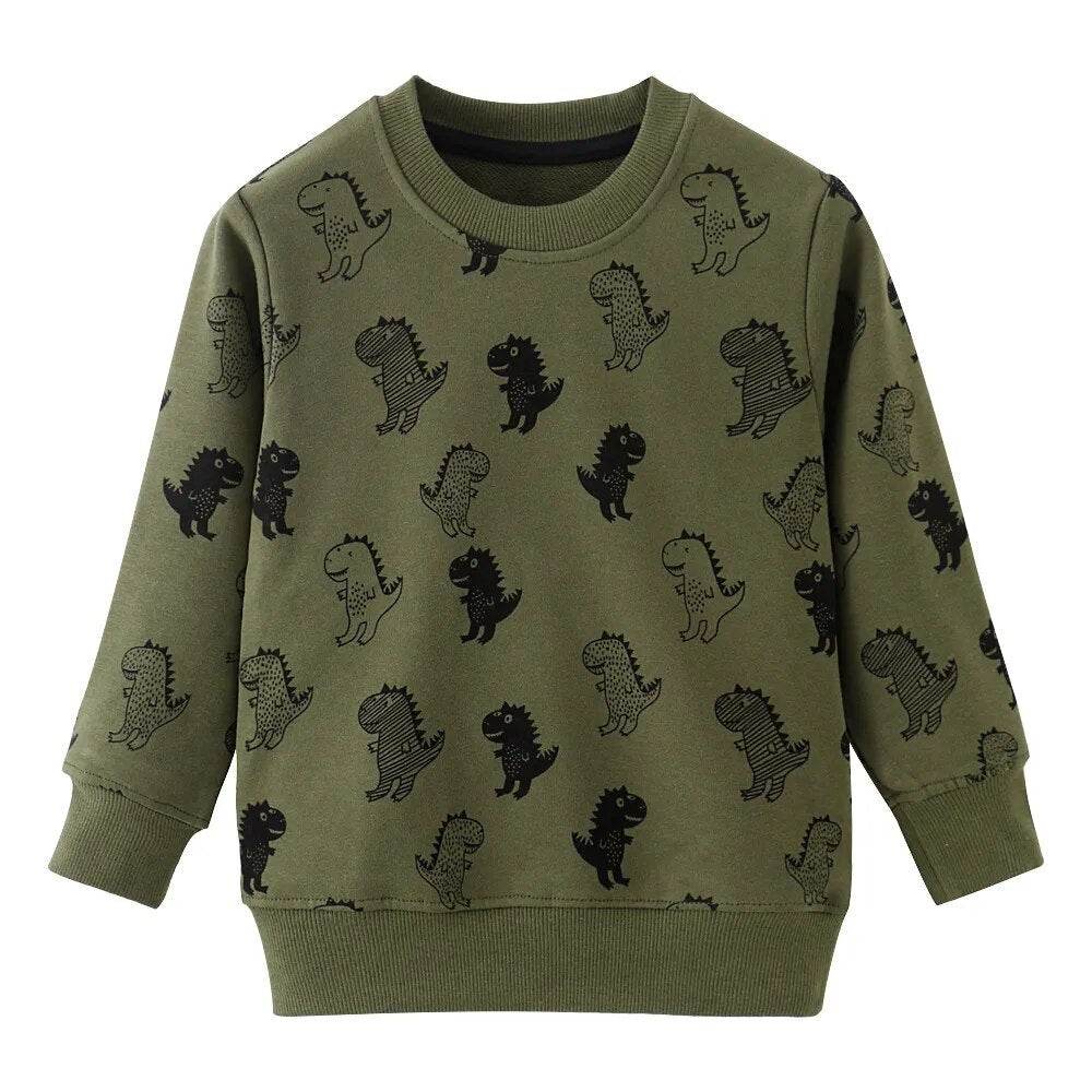 Cute Dinosaur Print Long Sleeve Cotton T-Shirt for Baby Boys 2-7 Years - ToylandEU