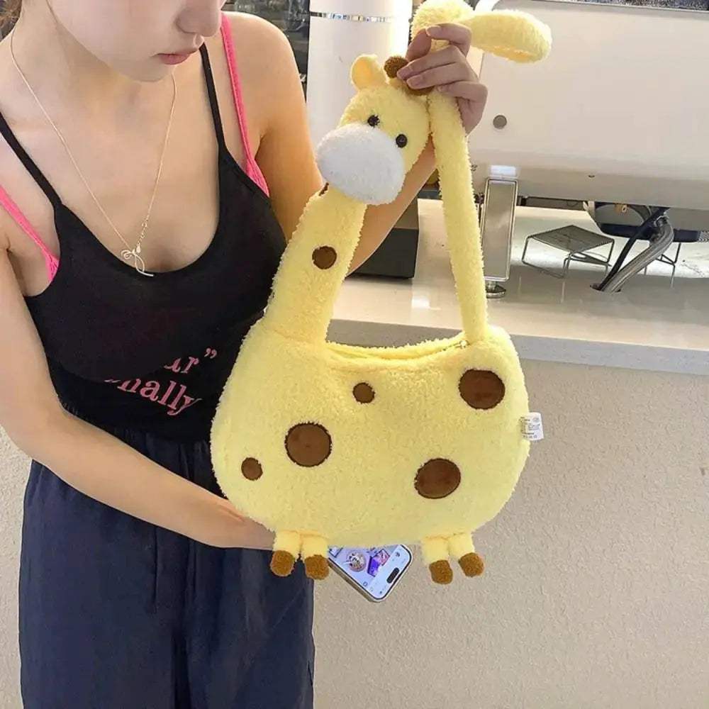 Cute Giraffe Plush Shoulder Bag Kawaii Backpack For Trendy Look - ToylandEU