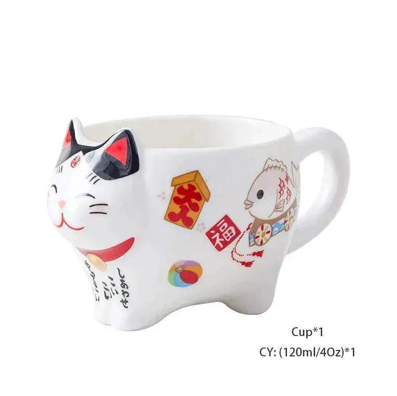 Lucky Cat Tea Set Ceramic Handcrafted Porcelain With Strainer - ToylandEU