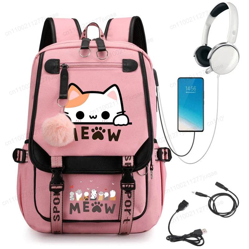 Cute Kawaii Cat Anime Backpack 20L For College Students - ToylandEU