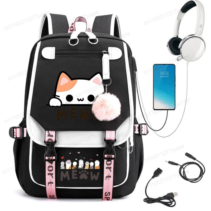 Cute Kawaii Cat Anime Backpack 20L For College Students - ToylandEU