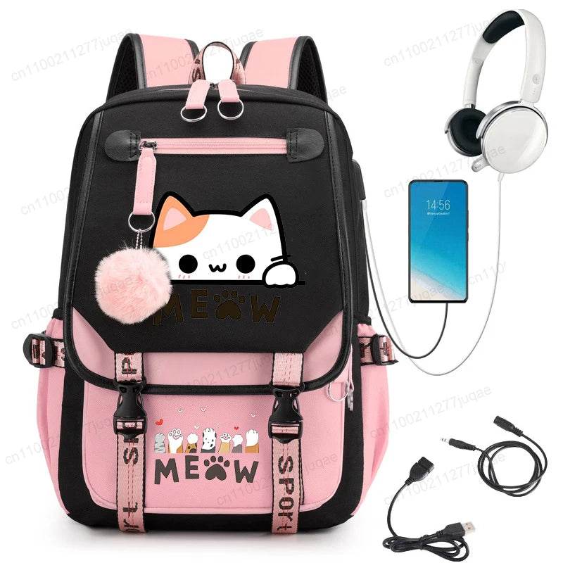 Cute Kawaii Cat Anime Backpack 20L For College Students - ToylandEU