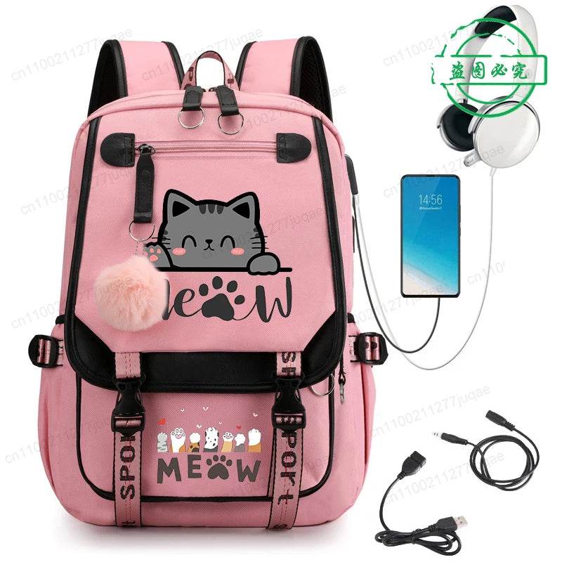 Cute Kawaii Cat Anime Backpack 20L For College Students - ToylandEU