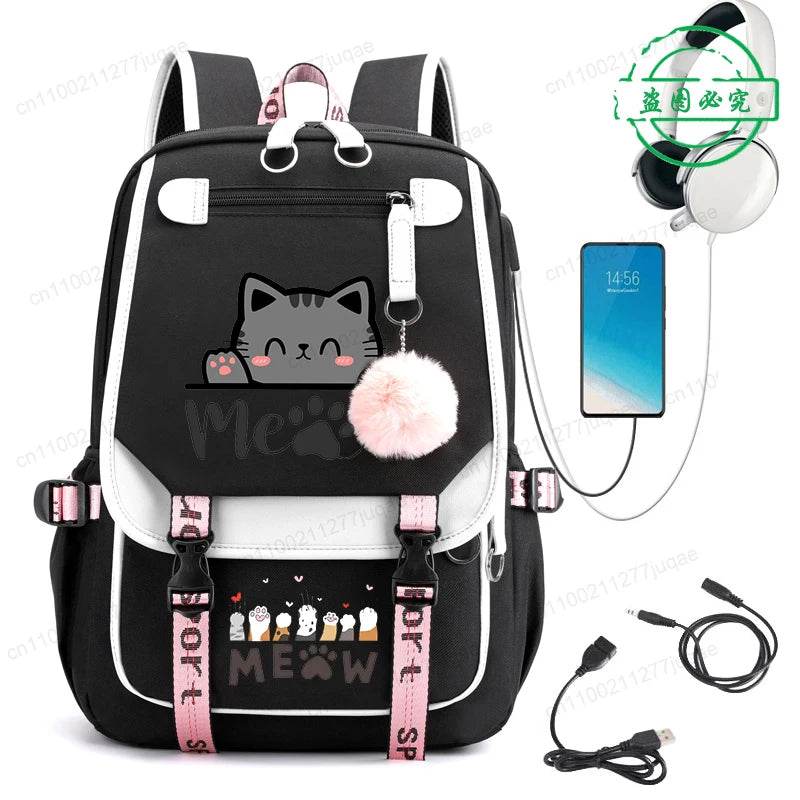 Cute Kawaii Cat Anime Backpack 20L For College Students - ToylandEU