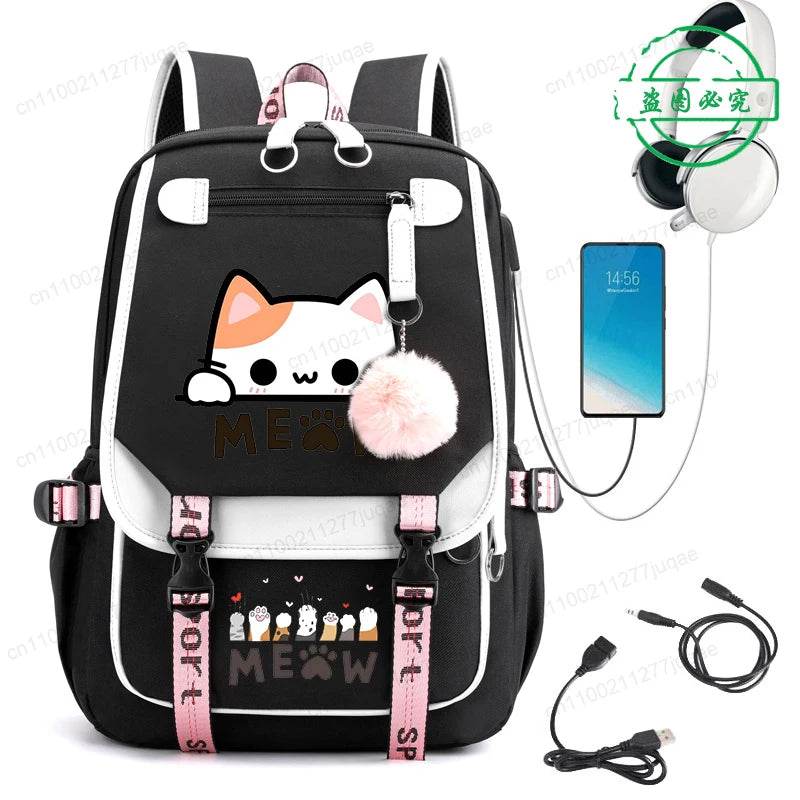 Cute Kawaii Cat Anime Backpack 20L For College Students - ToylandEU