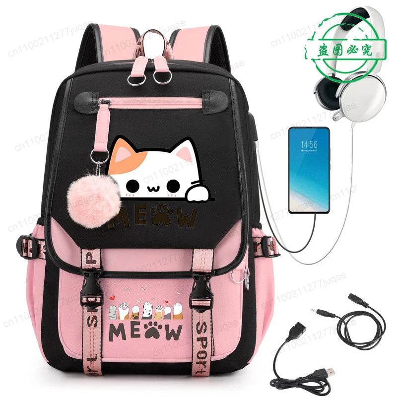 Cute Kawaii Cat Anime Backpack 20L For College Students - ToylandEU