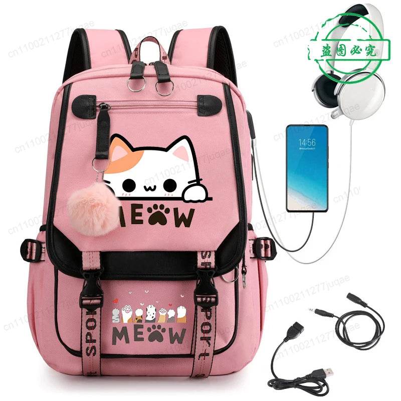 Cute Kawaii Cat Anime Backpack 20L For College Students - ToylandEU