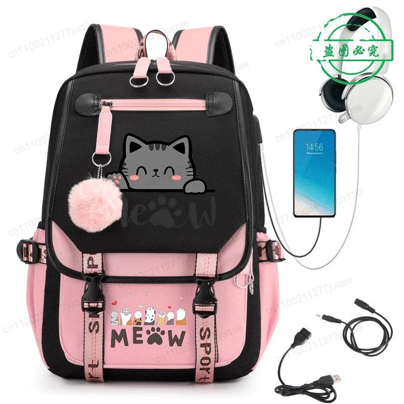 Cute Kawaii Cat Anime Backpack 20L For College Students - ToylandEU