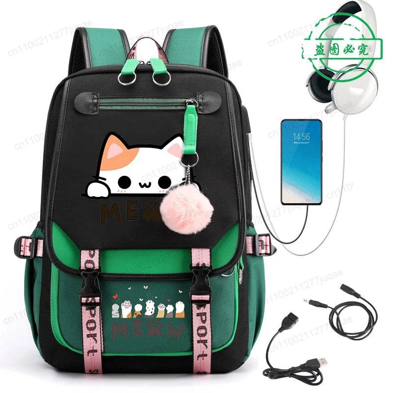 Cute Kawaii Cat Anime Backpack 20L For College Students - ToylandEU