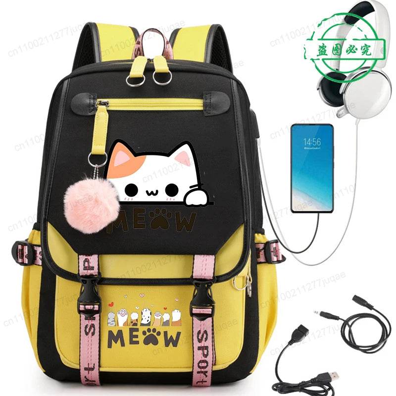 Cute Kawaii Cat Anime Backpack 20L For College Students - ToylandEU