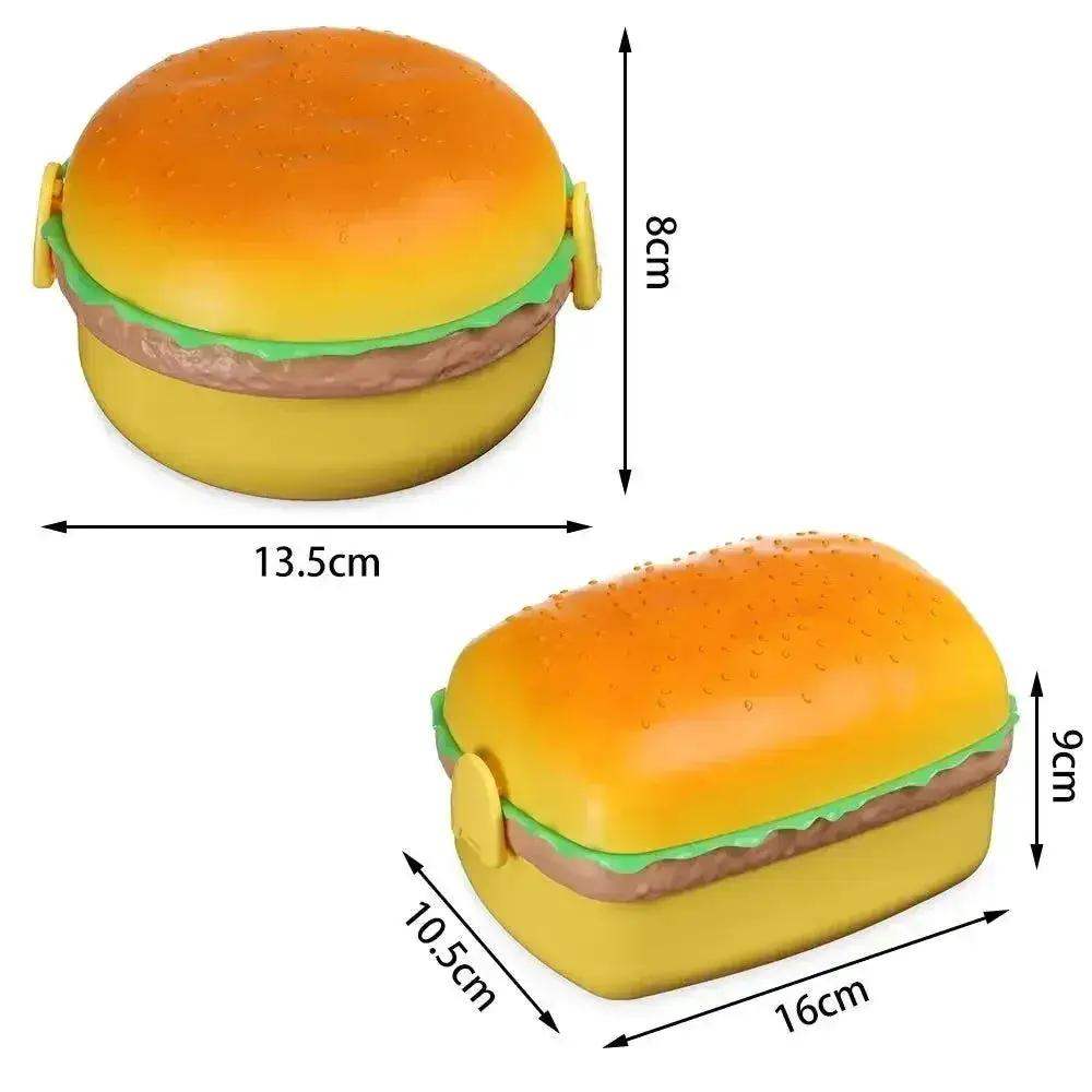 Cute Kawaii Double-Tier Burger Bento Box for Kids, Microwave Safe Fun and Functional Lunchware - ToylandEU