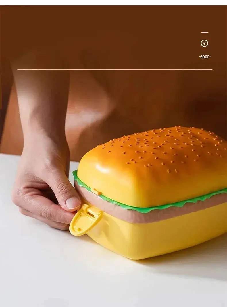Cute Kawaii Double-Tier Burger Bento Box for Kids, Microwave Safe Fun and Functional Lunchware - ToylandEU