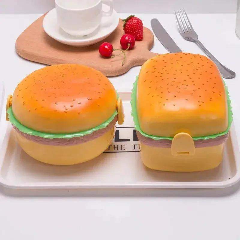 Cute Kawaii Double-Tier Burger Bento Box for Kids, Microwave Safe Fun and Functional Lunchware - ToylandEU