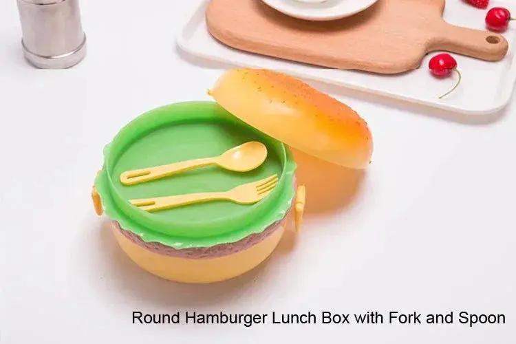 Cute Kawaii Double-Tier Burger Bento Box for Kids, Microwave Safe Fun and Functional Lunchware - ToylandEU