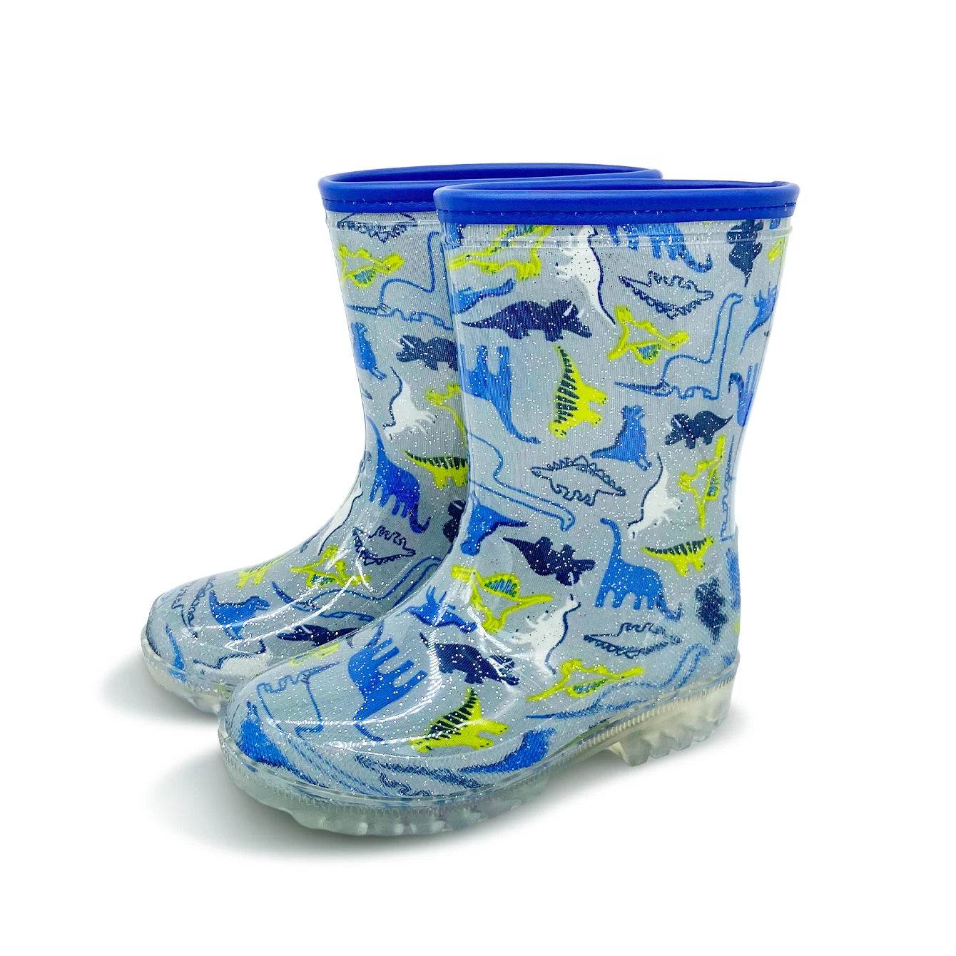 Cute Kids Rain Boots Glitter Dino Pattern For Rainy Days - ToylandEU