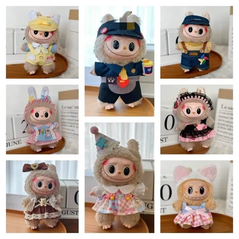 Cute Labubu Doll Jacket 17cm Mini Doll Clothing Accessories Sweatshirt Skirt Overalls Clothes Birthday Gift for Children - ToylandEU