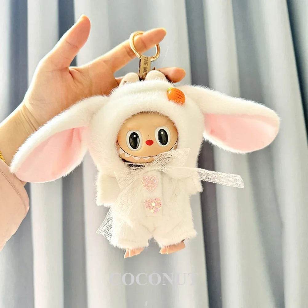 Cute Pink Big Ears Rabbit Suit For 17cm Doll Outfit Accessories - ToylandEU