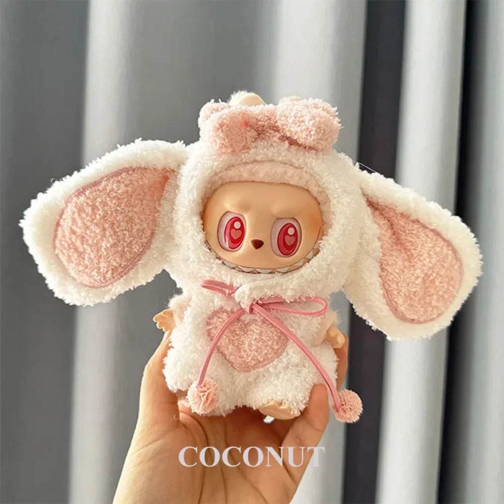 Cute Pink Big Ears Rabbit Suit For 17cm Doll Outfit Accessories - ToylandEU