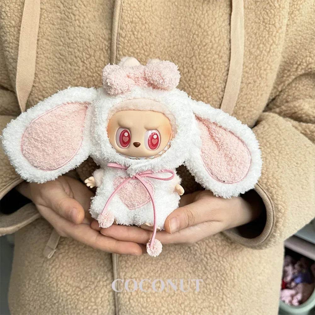 Cute Pink Big Ears Rabbit Suit For 17cm Doll Outfit Accessories - ToylandEU