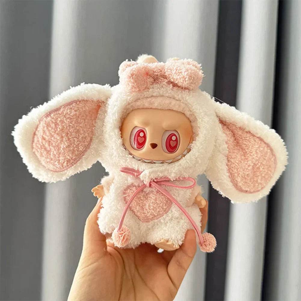 Cute Pink Big Ears Rabbit Suit For 17cm Doll Outfit Accessories - ToylandEU