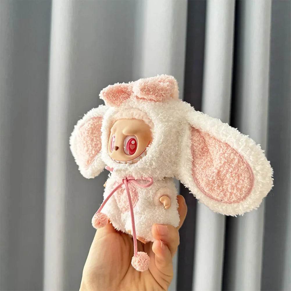 Cute Pink Big Ears Rabbit Suit For 17cm Doll Outfit Accessories - ToylandEU