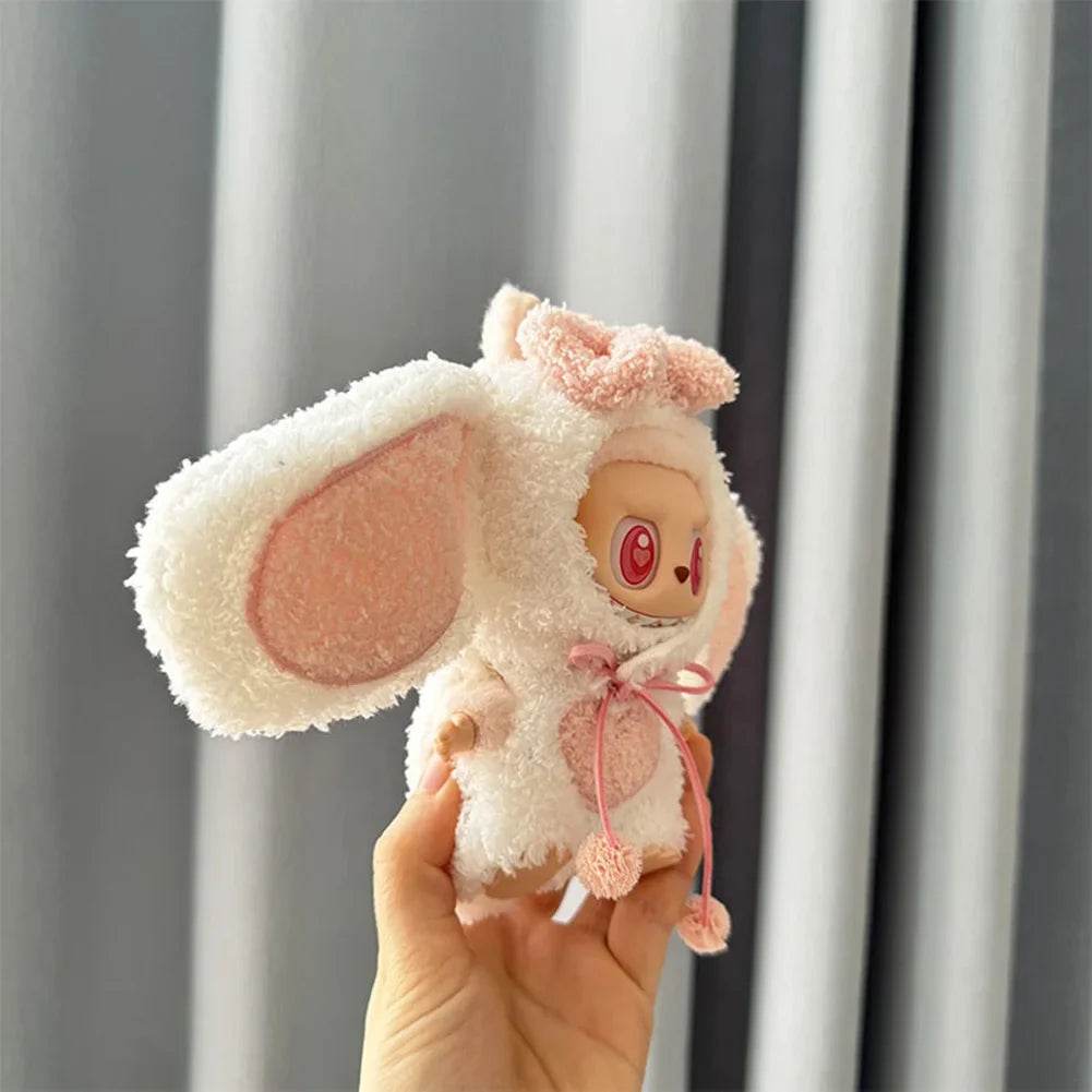 Cute Pink Big Ears Rabbit Suit For 17cm Doll Outfit Accessories - ToylandEU