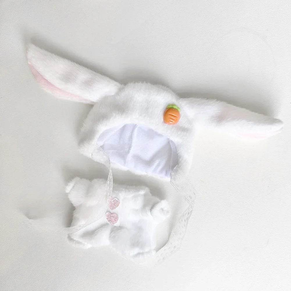 Cute Pink Big Ears Rabbit Suit For 17cm Doll Outfit Accessories - ToylandEU