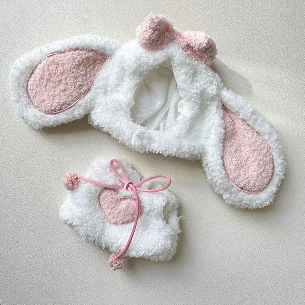 Cute Pink Big Ears Rabbit Suit For 17cm Doll Outfit Accessories - ToylandEU