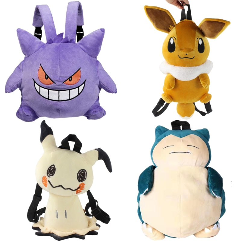 Kawaii Japanese Style Plush Pokemon Backpack - Gengar Eevee Combination - ToylandEU