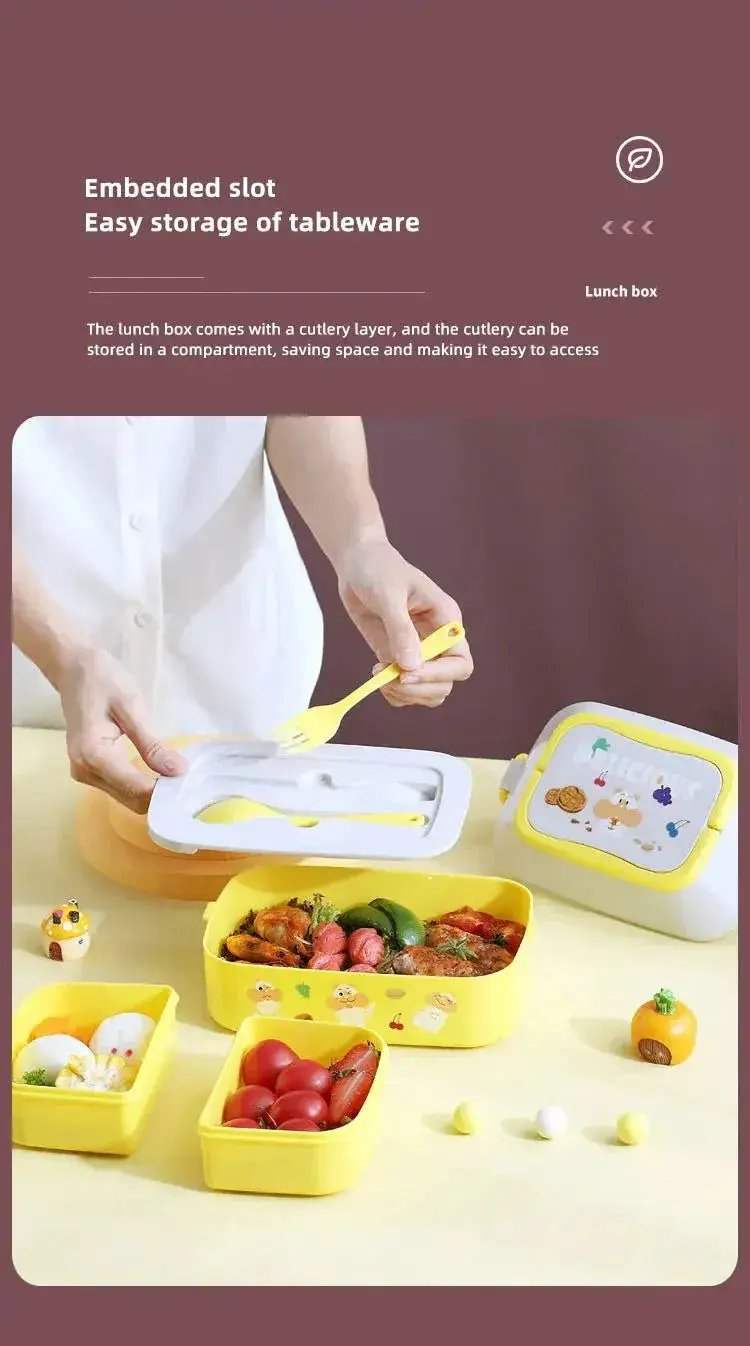 Portable Kids Double Layer Microwave Safe Bento Box For Lunch - ToylandEU