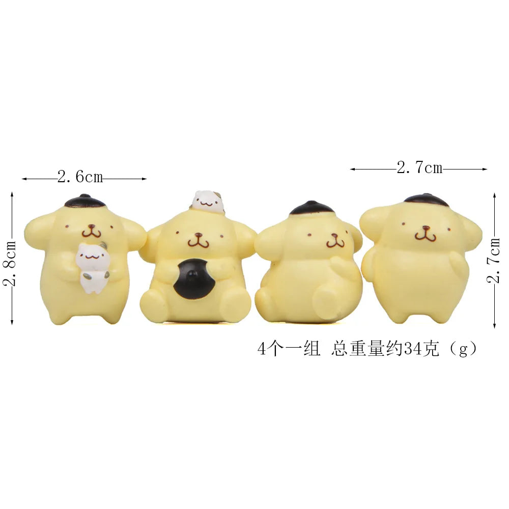 Cute Sanrio Action Figures Pompompurin Set 4 Piece For Kids - ToylandEU