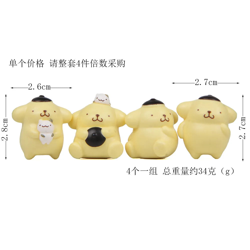 Cute Sanrio Action Figures Pompompurin Set 4 Piece For Kids - ToylandEU