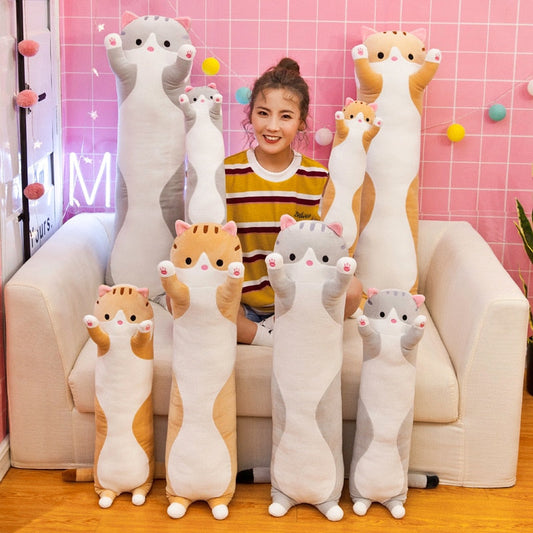 Long Body Cat Plush Toy with Cushion and Stuffed Doll for Kids" - "Adorable Long Body Cat Plush Toy with Cushion and Stuffed Doll - ToylandEU