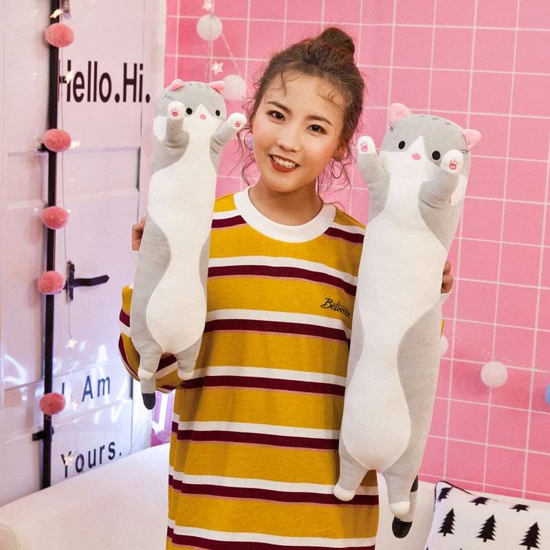 Long Body Cat Plush Toy with Cushion and Stuffed Doll for Kids" - "Adorable Long Body Cat Plush Toy with Cushion and Stuffed Doll - ToylandEU