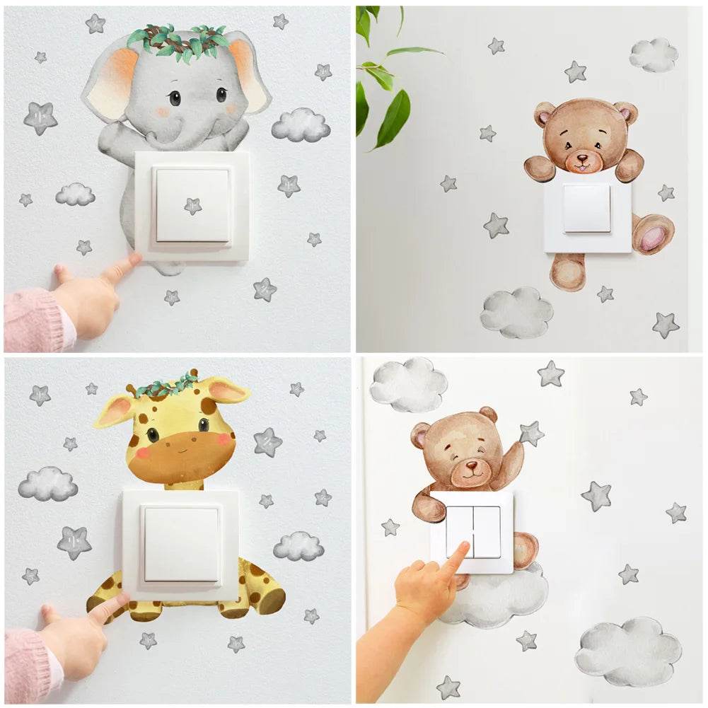 Cute Switch Panel Sticker Animal Shapes For Kids Bedroom - ToylandEU