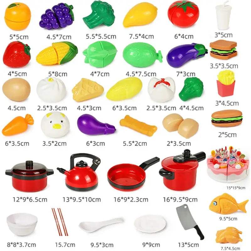  Cutting Play Food Set Safe Plastic Pretend Kitchen Toys -  ToylandEU™