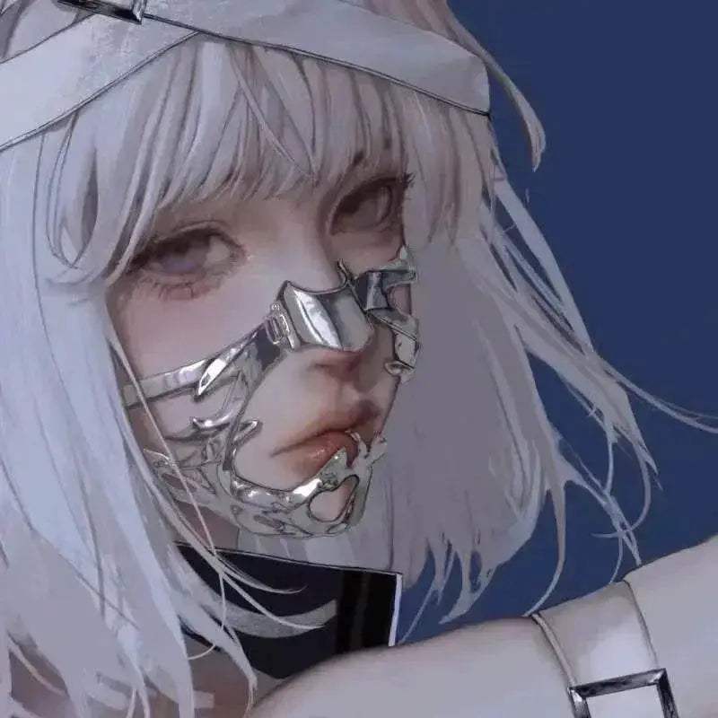  CyberPunk Gothic Hip Hop Mask Irregular Steel Cosplay Mechanical Face Wear Metal Alien Fluid Ornament Cool Street Jewelry Gift -  ToylandEU™