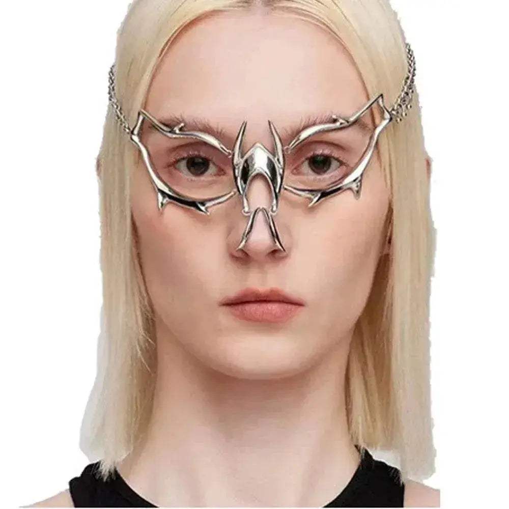  CyberPunk Gothic Hip Hop Mask Irregular Steel Cosplay Mechanical Face Wear Metal Alien Fluid Ornament Cool Street Jewelry Gift -  ToylandEU™