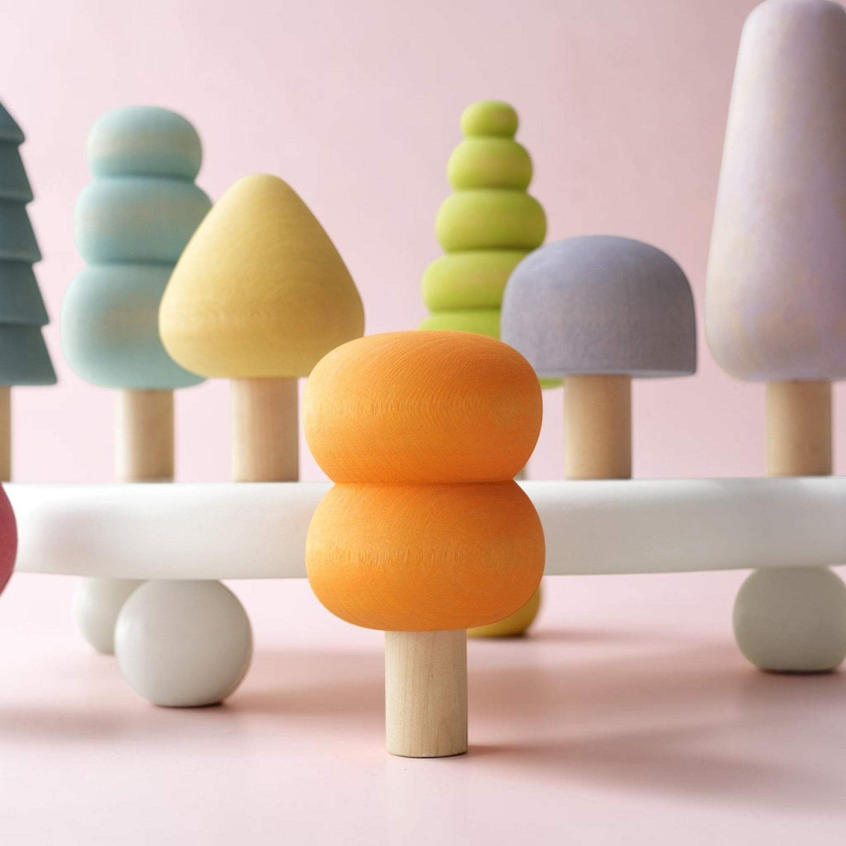 Wooden Tree Set | 10 Piece Pastel Pack | Stained Finish | Pretend Play